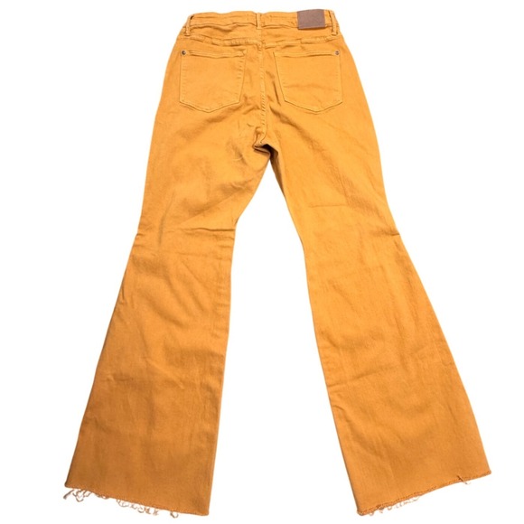 Judy Blue Marigold Yellow High Waist Tummy Control Flare Jeans Raw Hem 16W - Picture 3 of 12